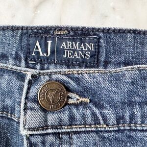 Armani Jeans bootcut Women's sz 28 Denim.  leather details aand bronze hardware